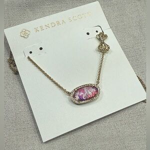 💜Kendra Scott Gold LoveShackFancy Elisa Purple Iris Illusion Necklace Bow 🎀